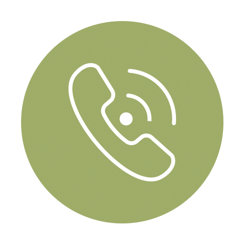 Círculo verde con el icono de un teléfono sonando en blanco